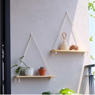 kệ gỗ treo tường decor trang trí có dây phong cách retro