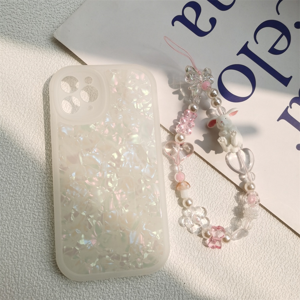 Dây Đeo Điện Thoại Acrylic Ngọc Trai Hình Thỏ Trắng Hồng Dễ Thương Chống Thất Lạc