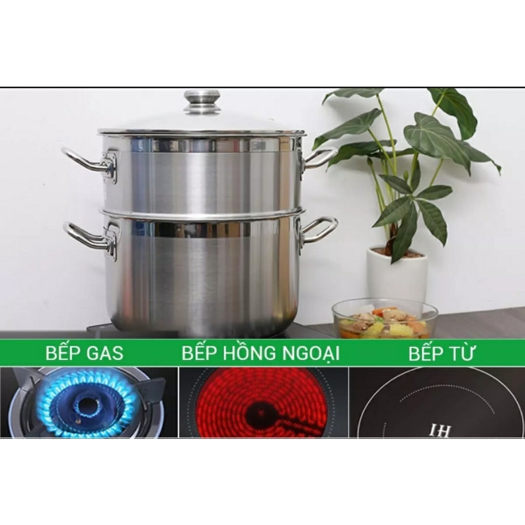 Bộ Nồi Xửng Hấp Inox 3 Đáy Fivestar 32cm 18 Lít Nắp kiếng HÀNG CHÍNH HÃNG BẢO HANH 5 NĂM
