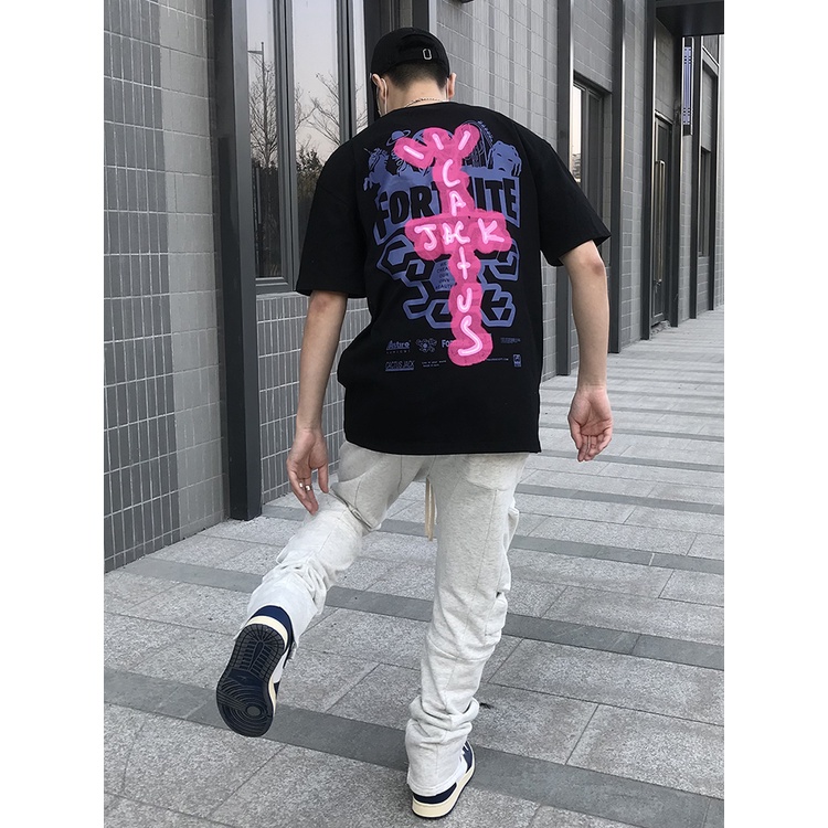 Travis Scott high street tide brand TS Fortnite printed couple loose short-sleeved T-shirt ins hip-hop TEE