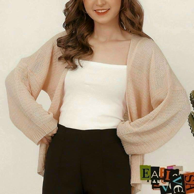 Áo khoác len nữ /Áo cadigan len mỏng khoác ngoài from rộng phối kiểu phong cách hàn quốc alohashop91