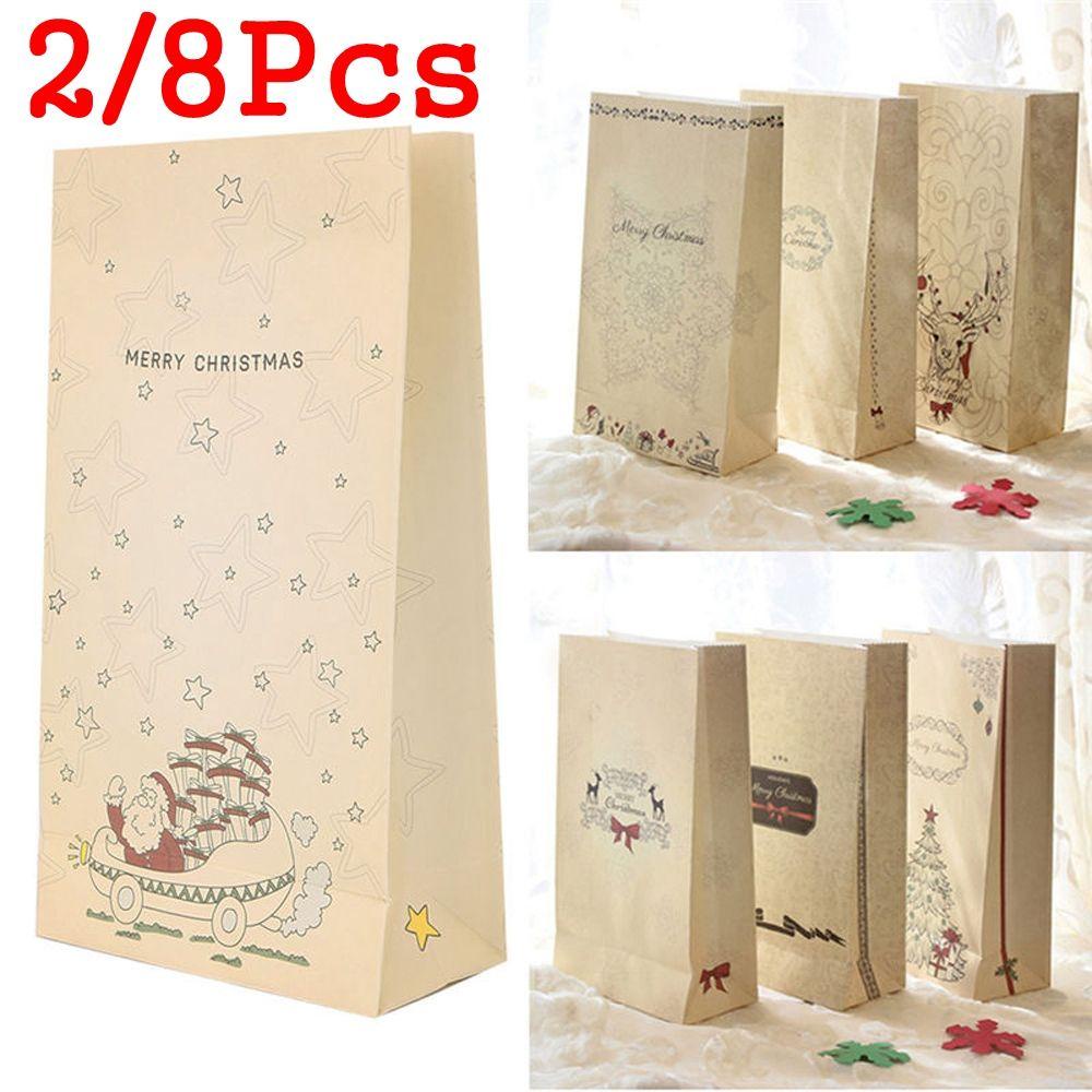 LAKAMIER Bộ 2 / 8 Túi Đựng Bánh Kẹo Họa Tiết Giáng Sinh