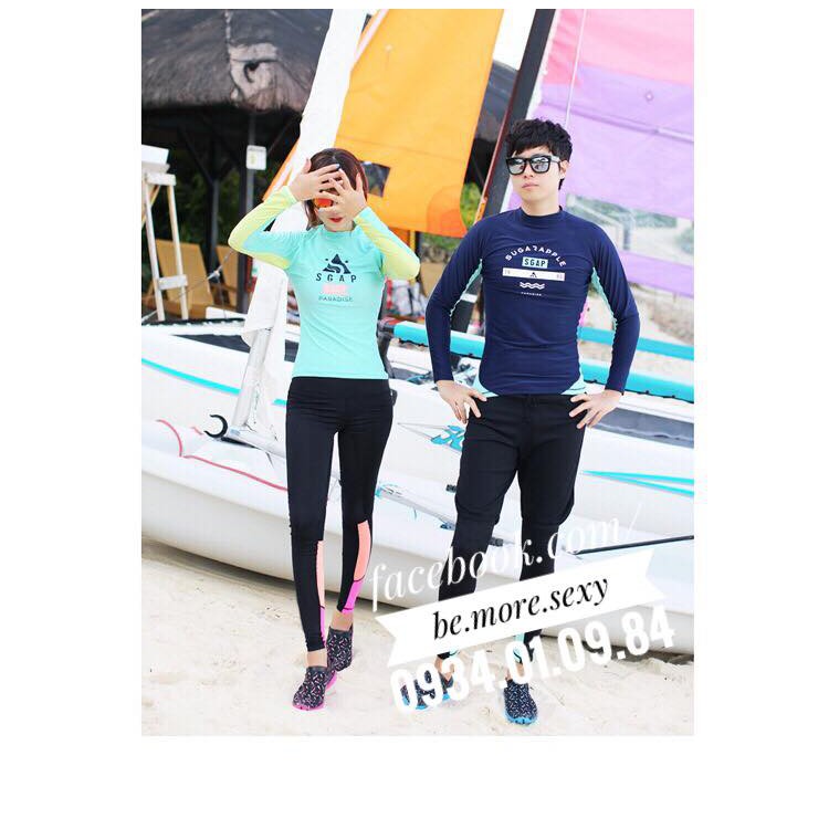 Đồ bơi dài tay Hàn Quốc xanh hồng vàng | BigBuy360 - bigbuy360.vn