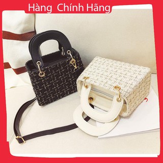 Túi xách nữ túi đeo chéo, xách tay da dạ d.o bh 301 đen đỏ trắng fdmlhyv9