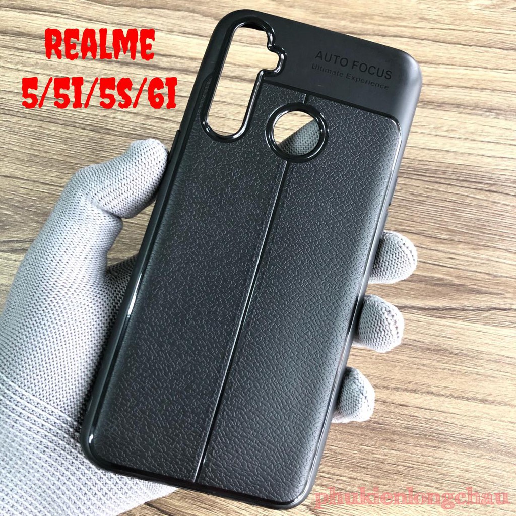 Ốp Lưng Realme 5/5s/5i/6i Dẻo Giả Da Đen Đẹp