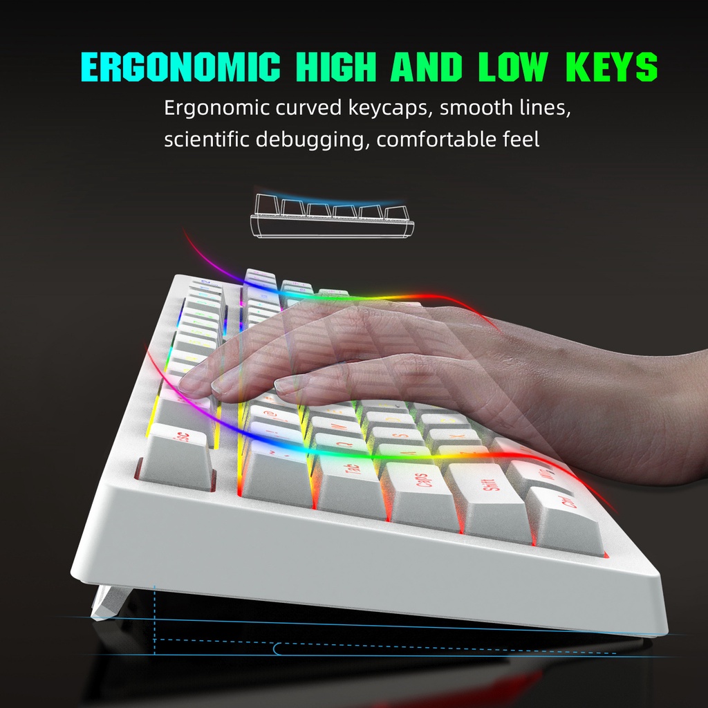 Bàn Phím Cơ Không Dây Bluetooth 2.4 G RGB USB 87 Phím Có Đèn Led Nền Dành Cho Game Thủ