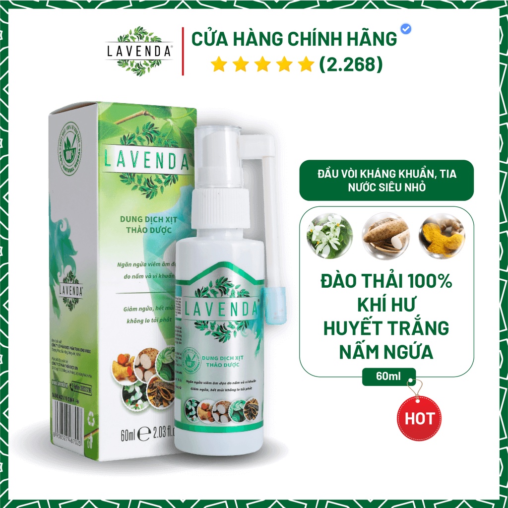 Dung dịch xịt thảo dược LAVENDA làm sạch vùng kín, xoá sổ khí hư huyết trắng nấm ngứa, khử mùi hôi 60ml