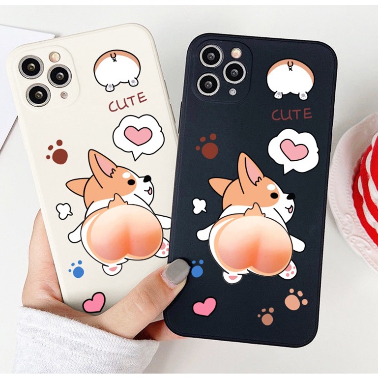 Ốp lưng IPhone cạnh vuông corgi đào bóp 6/6plus/6s/6splus/7/7plus/8/8plus/x/xr/xs/11/12/pro/max/plus/promax-Awifi C4-2