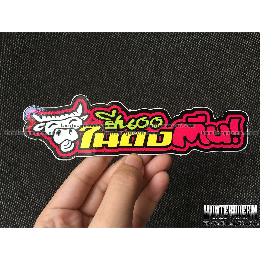 Logo chữ thái 7 màu. Sticker Thái, hình dán chống nước. Tem trang trí xe máy, vali, nón bảo hiểm, điện thoại, laptop…