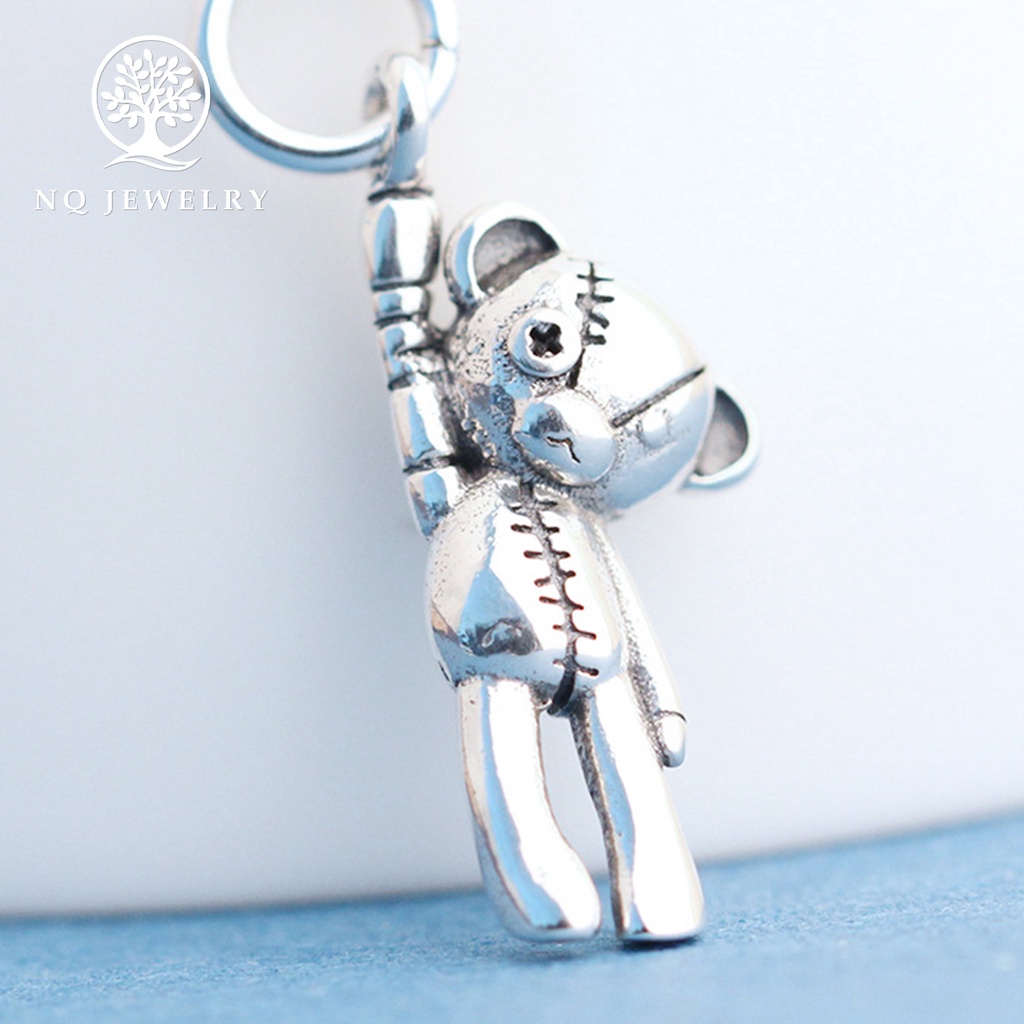 Charm bạc treo con rối hình gấu - NQ Jewelry