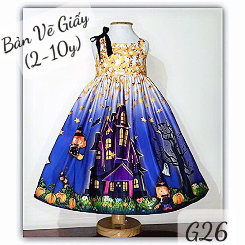 G26👗BẢN VẼ RẬP GIẤY TỰ MAY VÁY BÉ GÁI (SIZE 2-10 TUỔI)