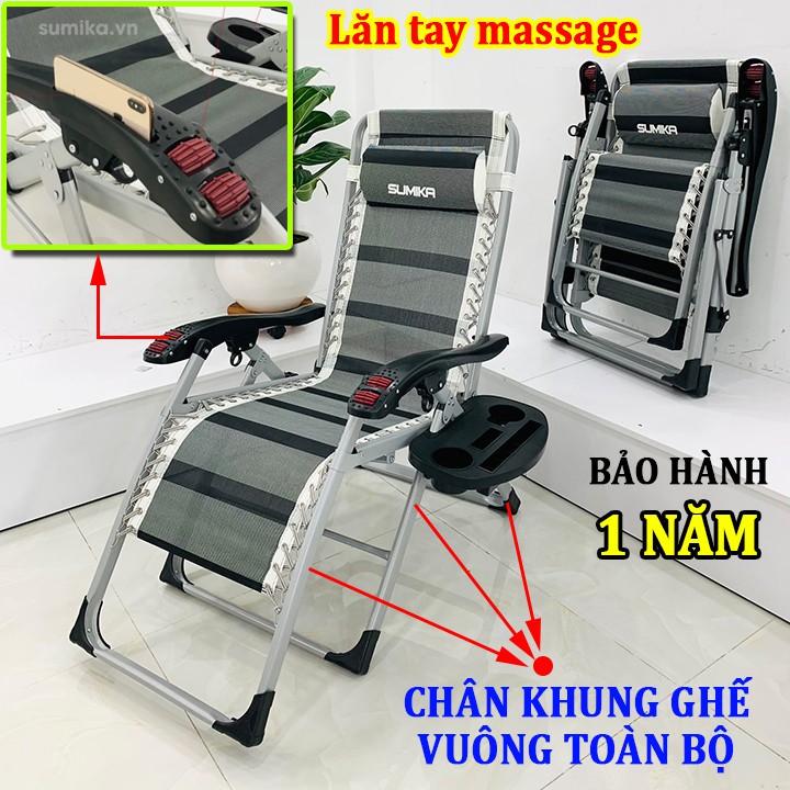 4 mẫu ghế gấp xếp thư giãn đa năng Sumika 179 &amp; 168 &amp; 199 (Tặng khay để ly) bảo hành 1 năm, ghế bố