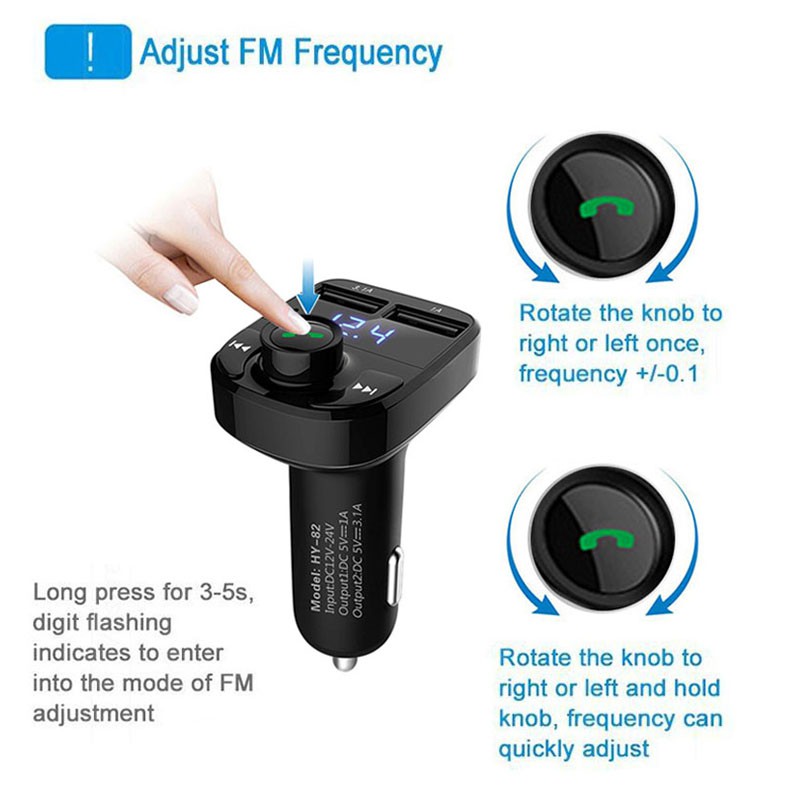 Tẩu Sạc USB Kép JP3VN Kết Nối Bluetooth FM Phát Hiện Điện Áp MP3 Cho Xe Hơi | BigBuy360 - bigbuy360.vn