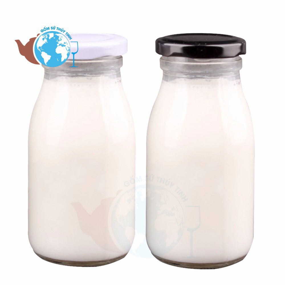 [Mã SKAMA07 giảm 8% tối đa 50K đơn 250K] Chai thủy tinh đựng sữa 200ml thiết kế nắp thiếc