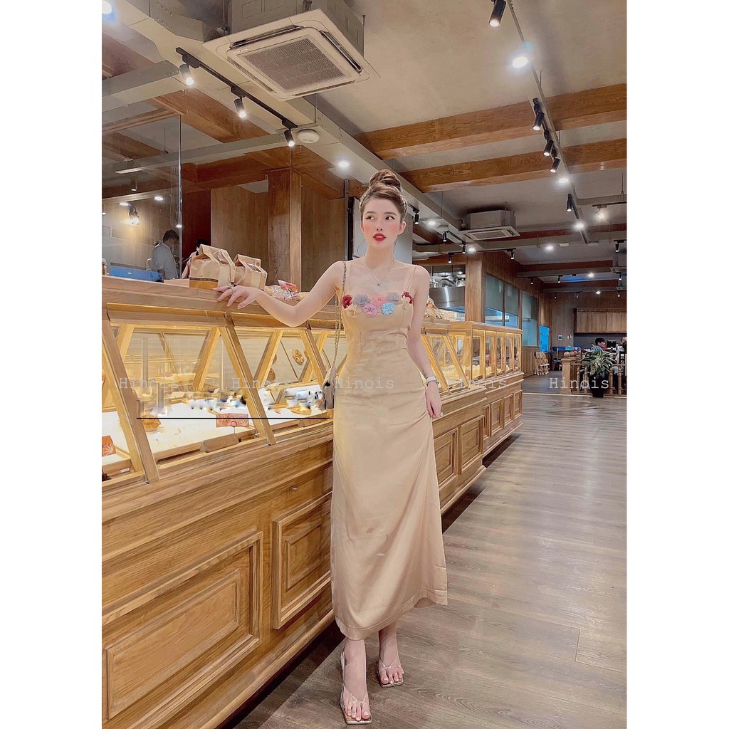 [HINOIS223]Đầm Body 2 Dây Phần Ngực Đính Hoa Cách Điệu Nữ Tính, Chất Liệu Lụa Cao Cấp Xịn Mịn,Thích Hợp Cho Nàng Đi Chơi | BigBuy360 - bigbuy360.vn