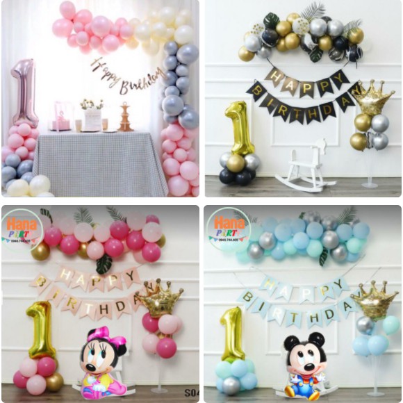 Set bong bóng trang trí sinh nhật (có thể thay đổi số tuổi) Combo set bóng happy birthday Phụ kiện trang trí sinh nhật