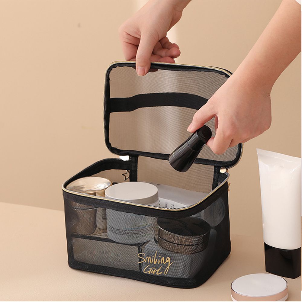 Set 1/5 túi lưới đựng mỹ phẩm màu đen trong suốt sức chứa lớn di động cho nữ