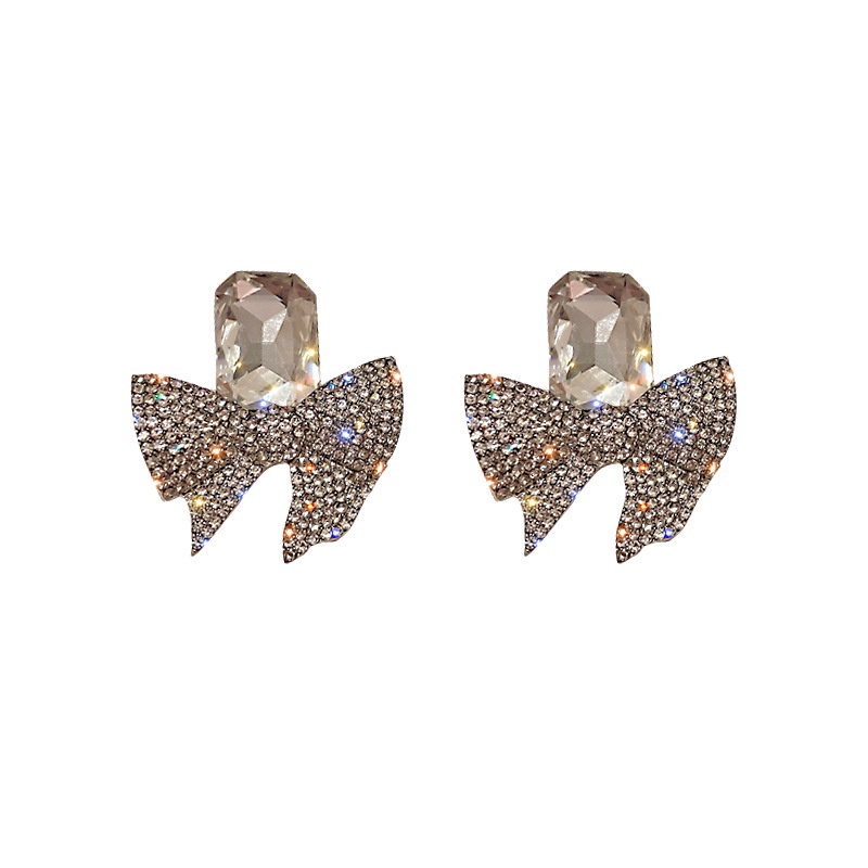 Bông Tai Hình Nơ Đính Đá Pha Lê Thời Trang Ngọt Ngào Phổ Biến