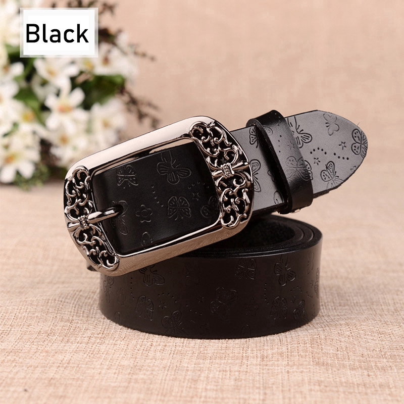 Thắt lưng da bò khắc hoa văn cổ điển cho nữ