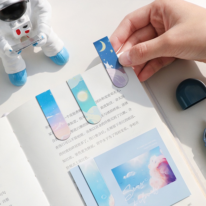 Miếng Đánh Dấu Trang Sách Từ Tính In Hình Phong Cảnh Đám Mây Biển Kỳ Ảo Cho Học Sinh/Văn Phòng
