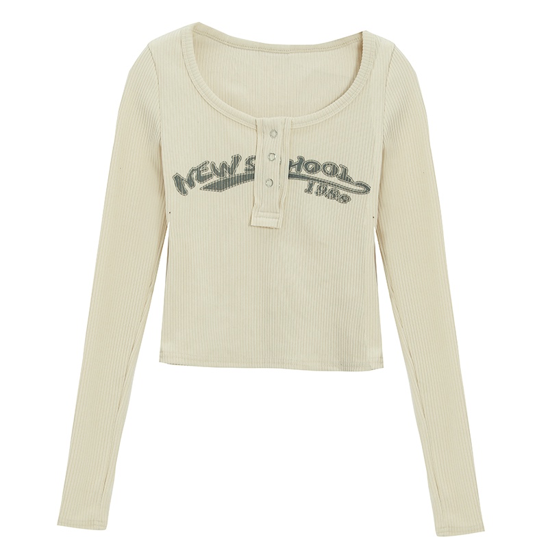 Áo kiểu croptop SUXI tay dài màu trơn phong cách vintage thời trang mới