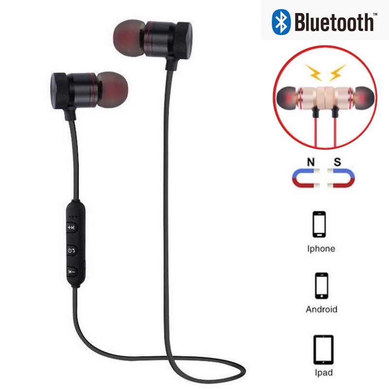 (Mua 1 cái , giao 1 cái )Tai Nghe Bluetooth Thể Thao Từ Tính Cho Điện Thoại