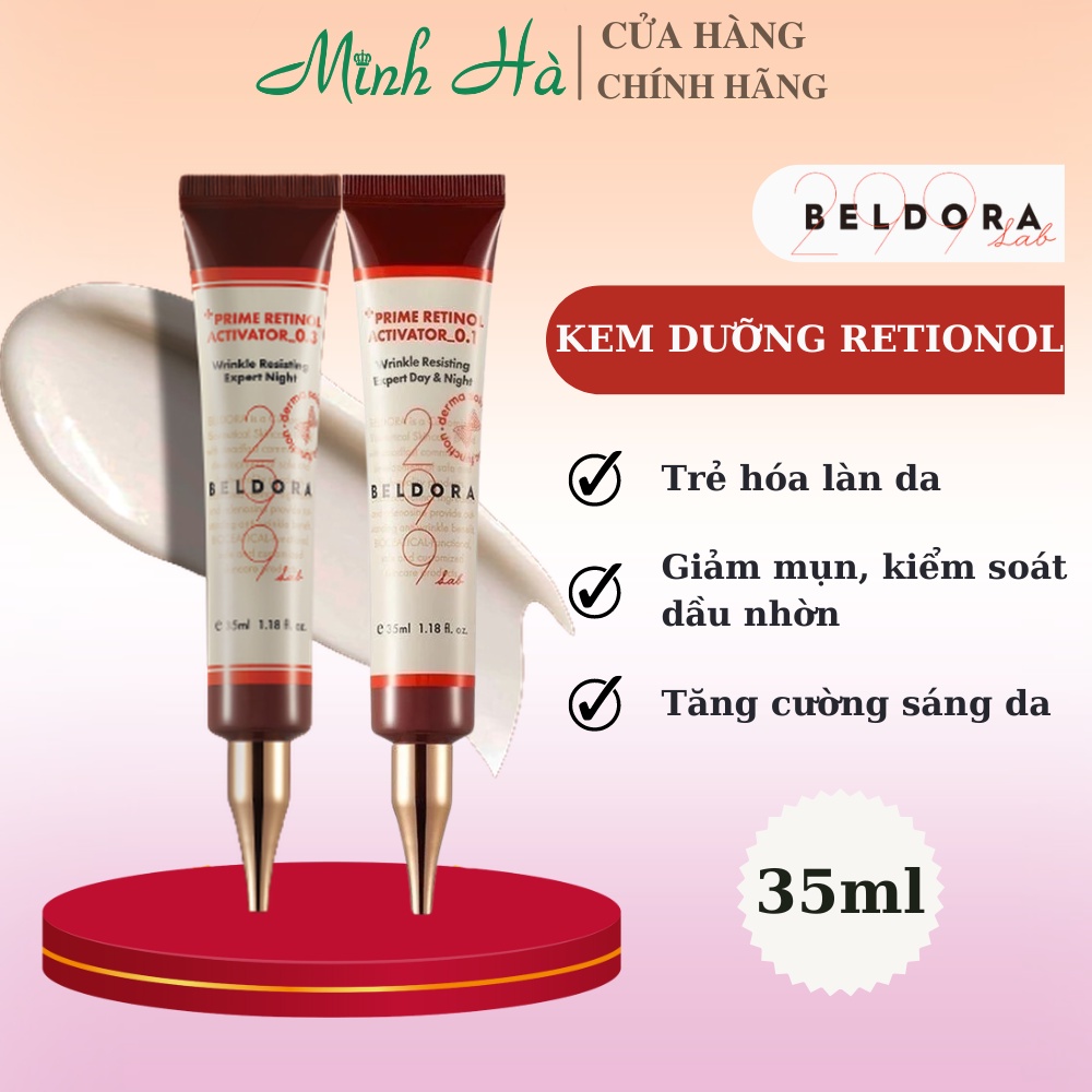 Kem dưỡng retinol Beldora 299 Prime Retinol Activator 35ml giúp xóa nếp nhăn, căng bóng da