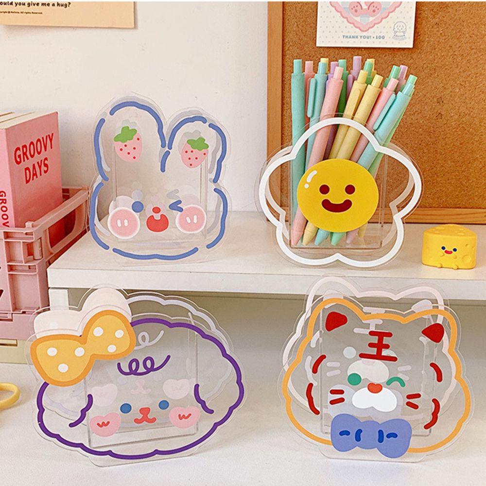 LAKAMIER Lọ Đựng Bút Bằng Acrylic Hình Khủng Long Hoạt Hình Dễ Thương