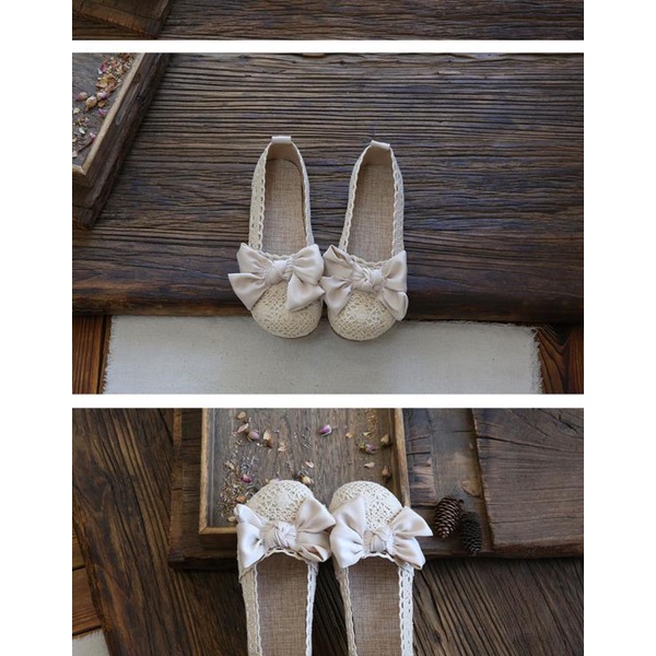 Giày Búp Bê Vải Đục Lỗ Thắt Nơ Phong Cách Mới Mùa Hè 2023 Cho Mẹ Bầu