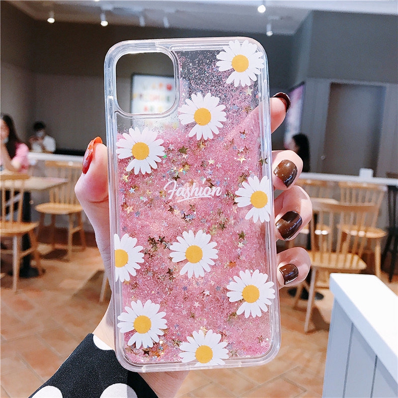 Ốp Điện Thoại Tpu Kim Tuyến Nước In Hình Hoa Cúc Nhỏ Ngọt Ngào Cho Iphone 6 6s 7 8 Plus Xs Max Xr 11 Pro Max Se2020