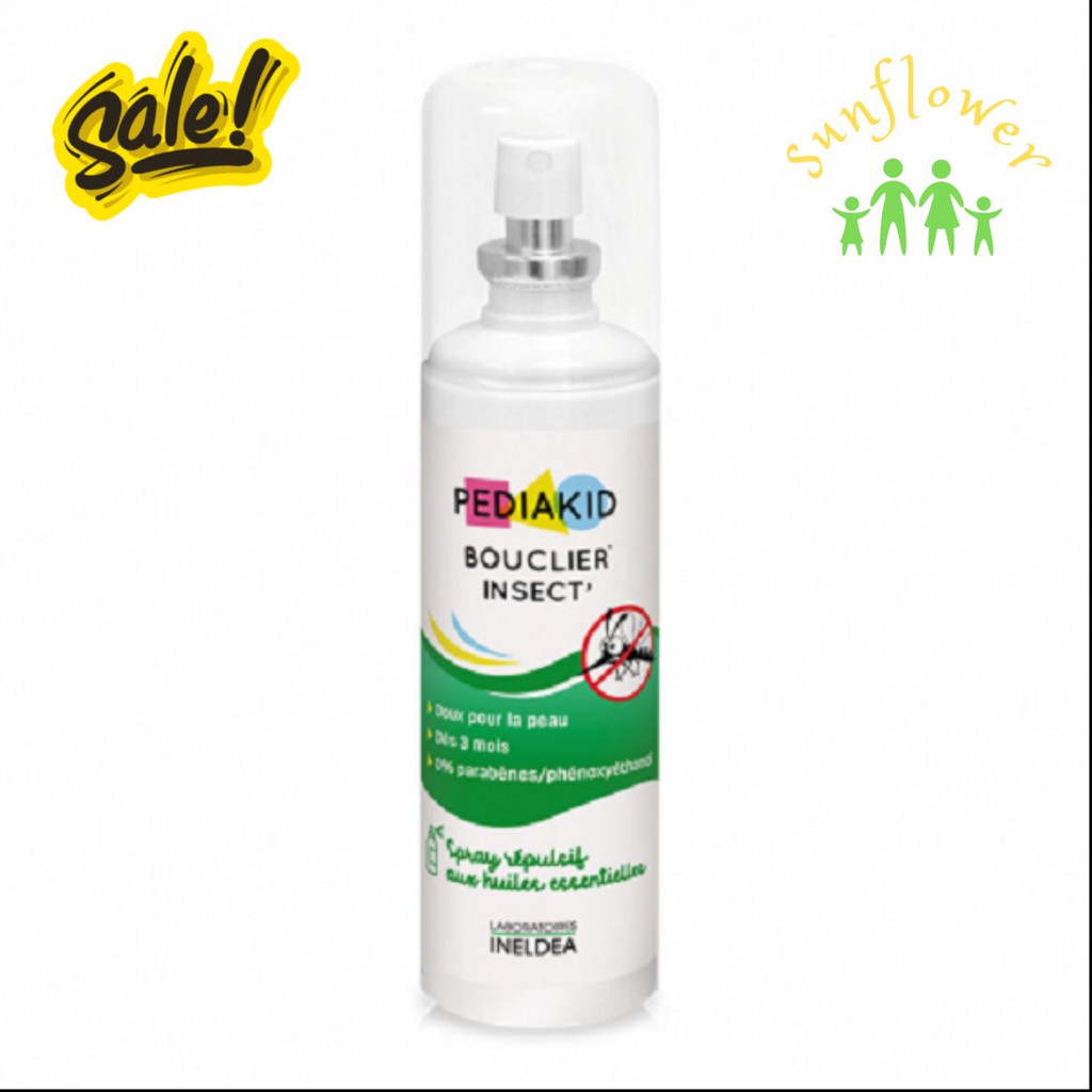 Xịt muỗi côn trùng bảo vệ làn da giảm ngứa Pediakid Bouclier Insect Spray cho bé trên 3 tháng tuổi, Pháp