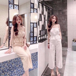 Sét 2 dây chun quần ống rộng chất tằm đũi đẹp