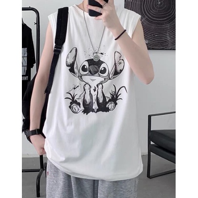 Áo thun sát nách WIND unisex form rộng STICH ba lỗ nam nữ oversize cotton ulzzang