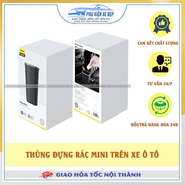 Thùng đựng rác mini trên ô tô CAO CẤP Baseus - Bình đựng rác mini trên ô tô hoặc bàn làm việc chính hãng Baseus