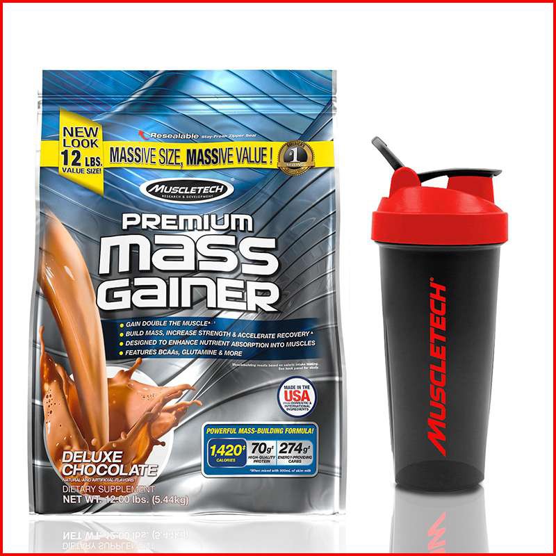 Sữa tăng cân tăng cơ Premium Mass Gainer Thương hiệu MUSCLETECH hương Chocolate bịch 5.45 kg - TC Sport Food phân phối