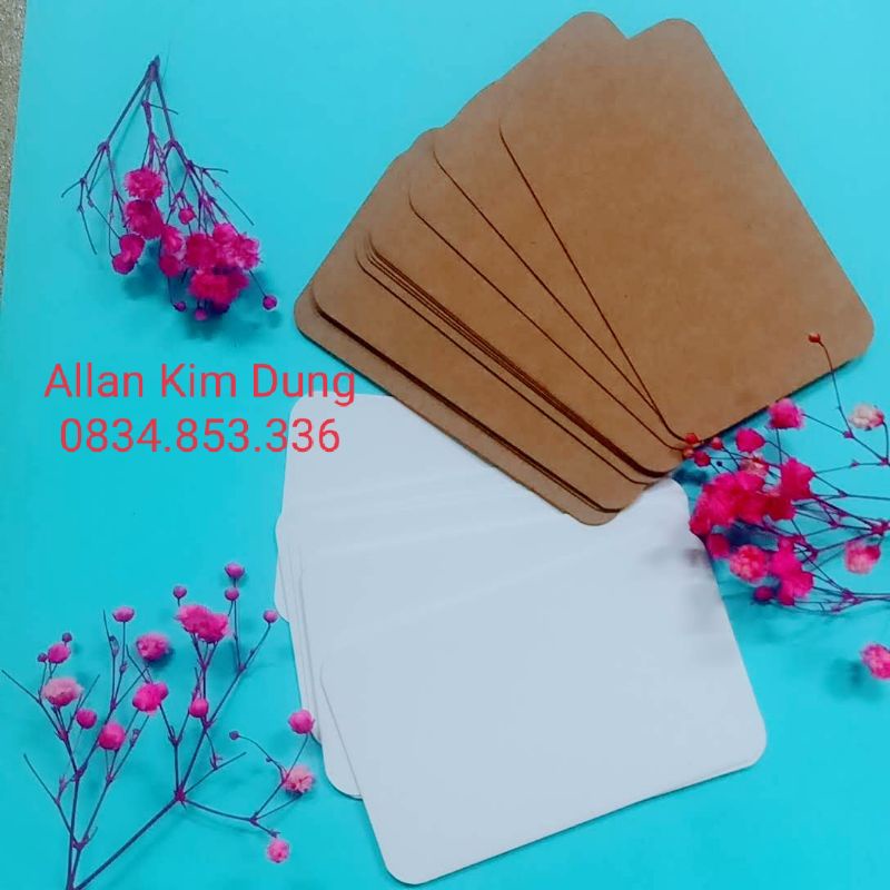100 tờ giấy cứng kt 9x5,4cm dùng làm thiệp, ghi chú, thẻ học