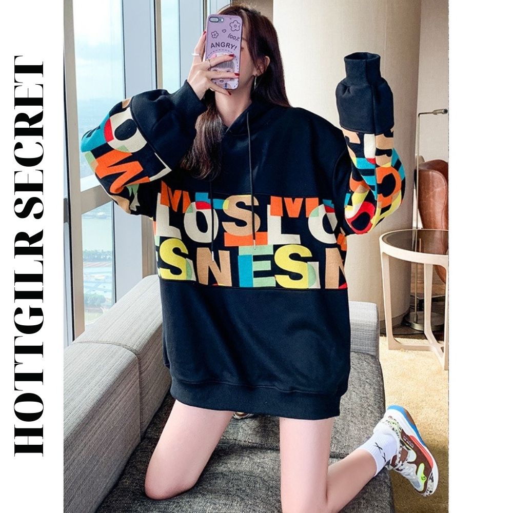 Áo hoodie nữ form rộng hottrend 2021 làm từ chất nỉ,có lớp bông trần bên trong ấm áp,dễ phối kết hợp đồ lắm ce nhé ! | BigBuy360 - bigbuy360.vn