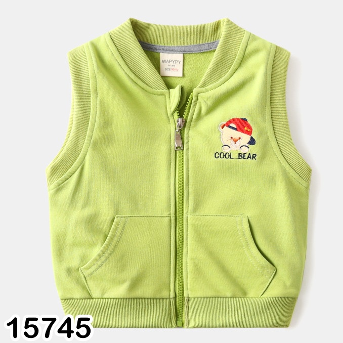 Áo ghile Bigbaby mẫu mới chất nỉ mềm họa tiết thêu gấu có dây kéo nhiều màu cho bé 4-8 tuổi