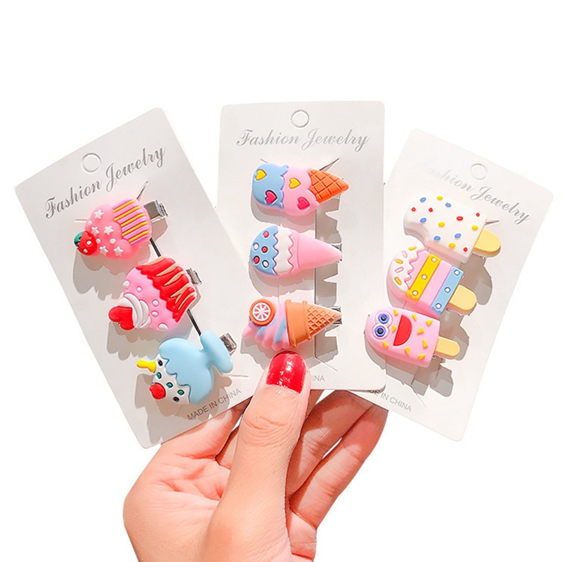 Set 10 kẹp tóc hình cây kem dễ thương cho bé gái