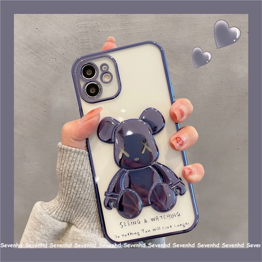 Ốp điện thoại mềm trong suốt mạ điện in hình Kaws thích hợp cho iPhone 13 Pro Max 12 11 Pro Max