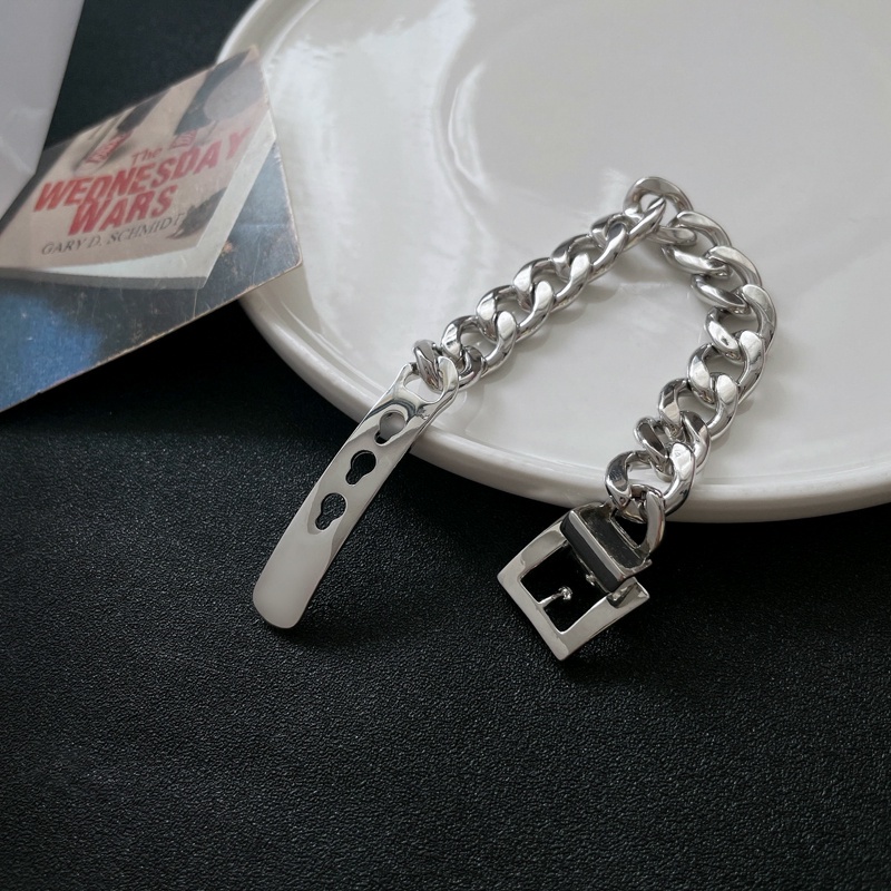 Vòng đeo tay bằng thép titan có khóa phong cách hip hop đơn giản cho nữ