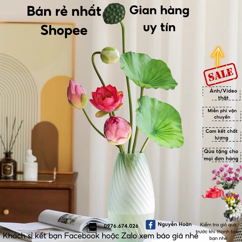 Hoa sen giả_Hoa sen quan âm nở, sen bách diệp nở đẹp tự nhiên giống thật 99%, phù hợp trang trí mọi không gian