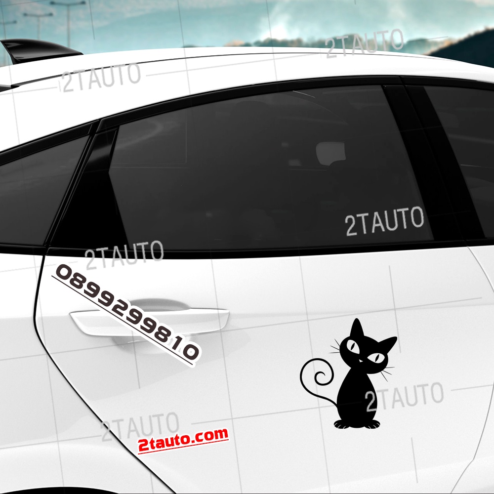 Tem decal HÌNH CON MÈO dán xe nhiều kích thước, chống thấm nước, logo CHÚ MÈO dán trang trí ô tô xe hơi - MẪU 11