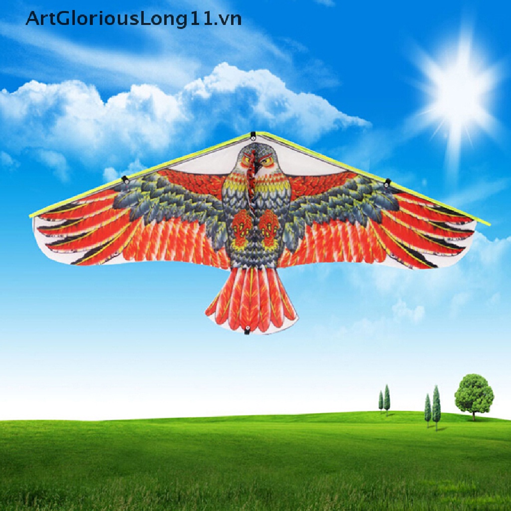 【ArtGloriousLong】 1Pc 1M Flat Eagle Kite With 50M Kite Line Children Flying Bird Kites Outdoor Toy .