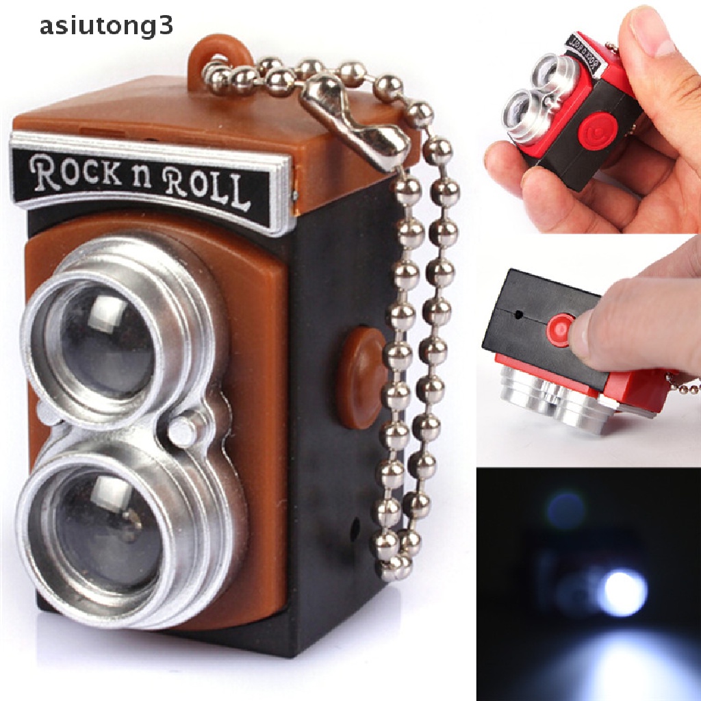 Móc khóa hình máy ảnh kỹ thuật số mini có đèn LED và âm thanh thời trang
