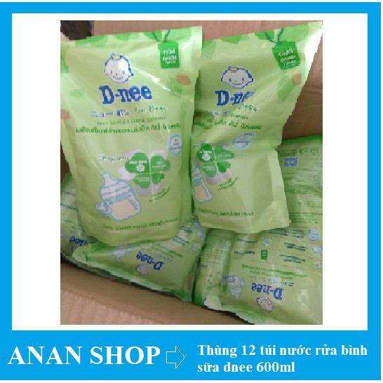 Thùng 12 túi nước rửa bình sữa dnee túi 600ml Date 2023