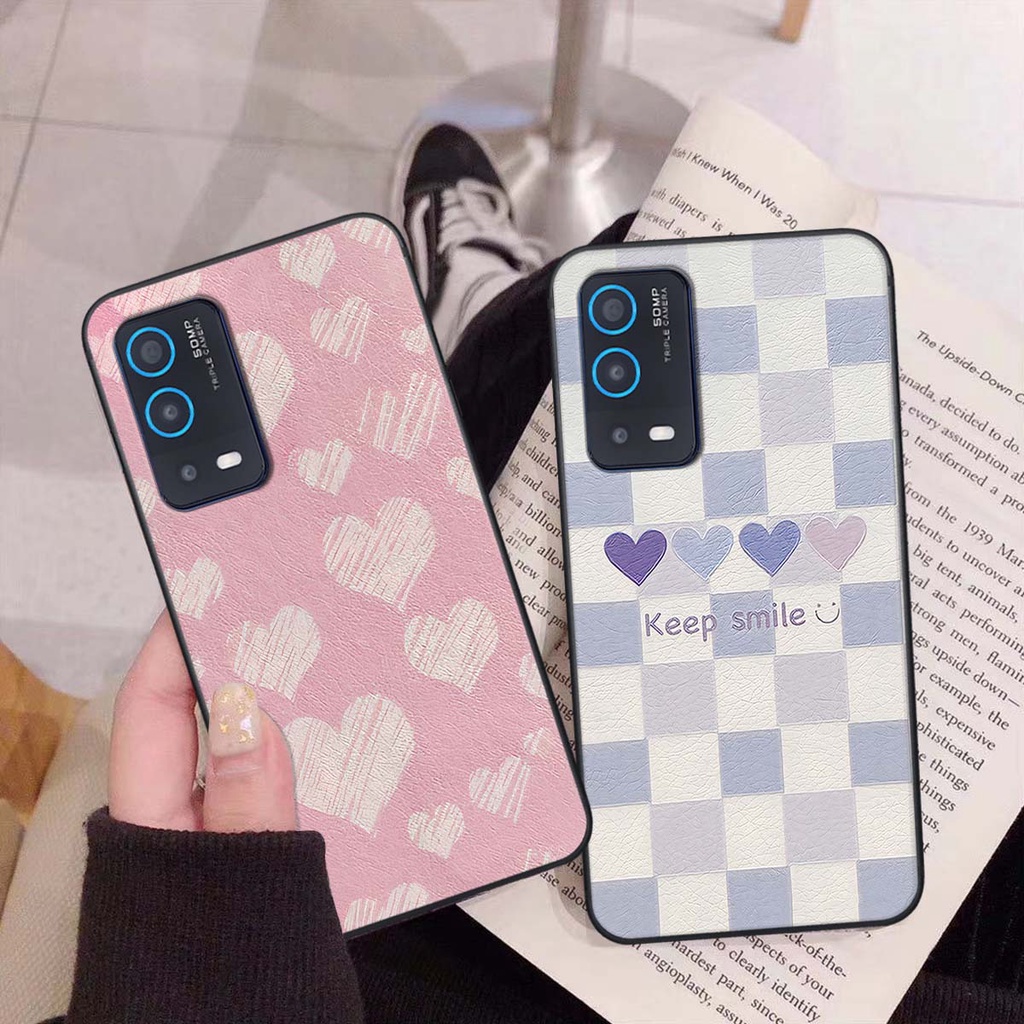 Ốp Oppo A54 / A55 caro trái tim cá tính, thời trang siêu đẹp, siêu phong cách