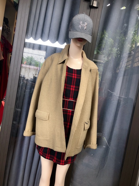 Áo khoát dạ màu vàng bò combo