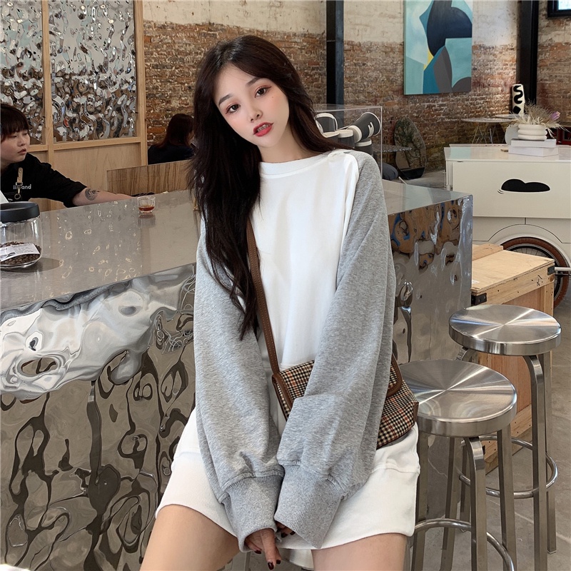 【ZHELIHANGFEI】Áo Hoodie Tay Dài Dáng Rộng Phong Cách Thời Trang Mỹ