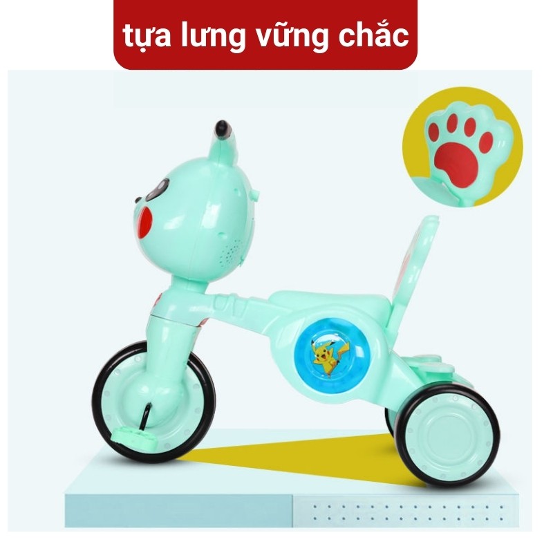 Xe đạp 3 bánh,xe cút kít pikachu- có nhạc và đèn nhựa cao cấp kiểu dáng đẹp